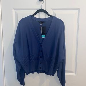Club Monaco Blouson Sleeve Cardigan in Blue. Received through Stitch Fix.